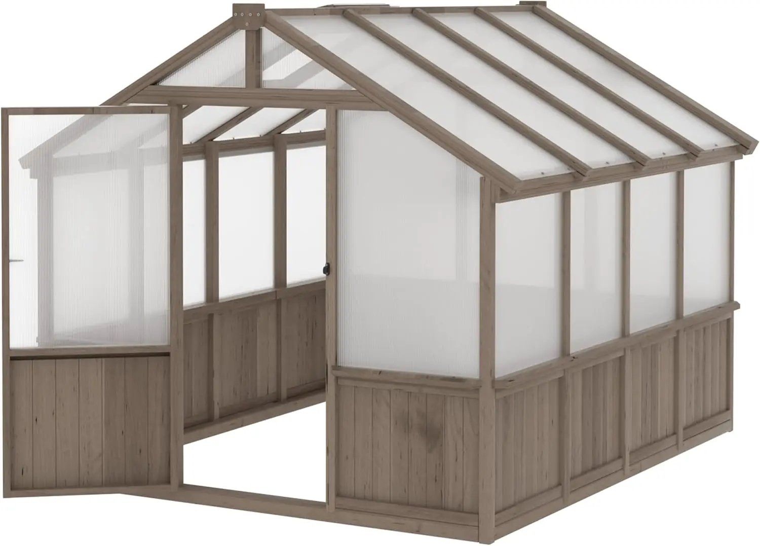 MUPATER 8' x 8' Wooden Polycarbonate Greenhouse with Ventilated Window & Lockable Door, 6mm Polycarbonate Panels for UV Protection, Walk-in Greenhouse for Outdoors, Patio, Backyard, Brown by GreenHaven Gardens