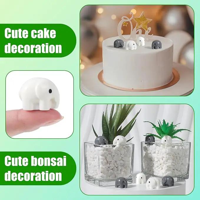 100 Pcs Mini Resin Elephants Miniature Animal Figurines Cute Elephants Fairy Garden Miniature Moss Landscape DIY Home Decor Terrarium Crafts Fairy Garden Decoration Accessories(Black,White) by GreenHaven Gardens