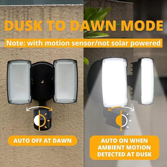 UME 19W LED Flood Light Motion Sensor Outdoor, 2 Adjustable Head, 2000LM, 5000K, IP65 Waterproof, Dusk to Dawn Security Light with Photocell for Exterior,Outside,Garage,House(Black) by GreenHaven Gardens