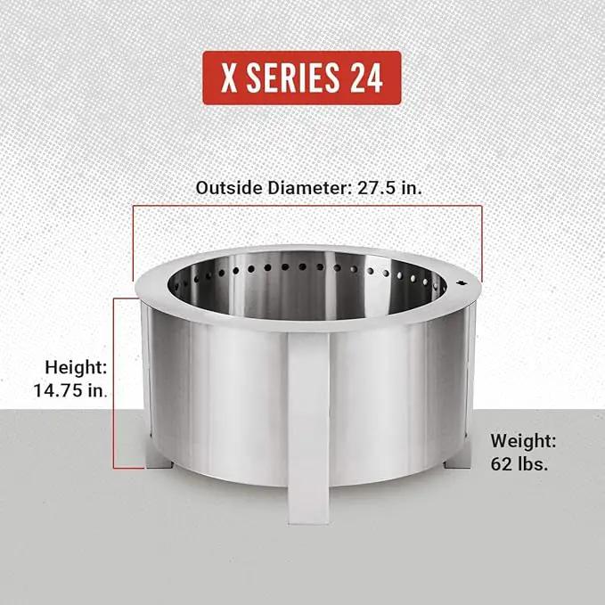 Breeo Smokeless Fire Pit (X Series 24, Stainless Steel) | 27.5 inch Smokeless Firepit for Outside | 62 Pounds | Ideal for Families Compatible with Wide Range of Breeo Accessories by GreenHaven Gardens