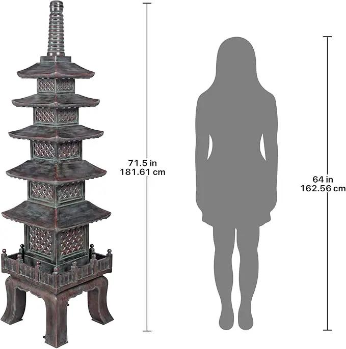Design Toscano Nara Temple Pagoda Asian Decor Garden Statue, Grande 71 Inch Tall, Fiberglass Cast Stone Resin, Verdigris Green Bronze Finish by GreenHaven Gardens