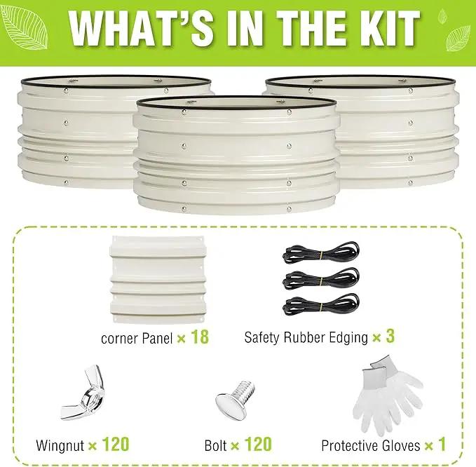 WORKPRO 3Pcs 2x2x1ft Galvanized Raised Garden Bed Set, Rust & Corrosion Protection, Easy Assembly, Safe Edge, Ideal for Vegetables & Flowers, White by GreenHaven Gardens
