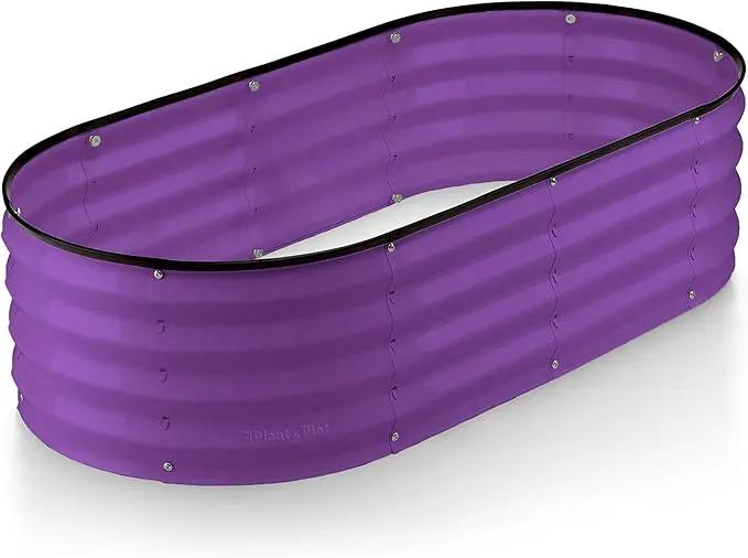 Galvanized Raised Garden Beds Outdoor // 4×2×1 ft Planter Raised Beds for Gardening, Vegetables, Flowers // Large Metal Garden Box (Purple) // Patented Tool-Free Design by GreenHaven Gardens