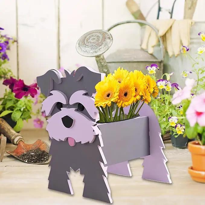 Gray Schnauzers Dog Planter Plant Pots,Cute Garden Dog Flower Planter,Large Dog Planters Birthday Gifts for Women,Office,Indoor/Outdoor Decor(9.84 * 10.24 * 15in) by GreenHaven Gardens