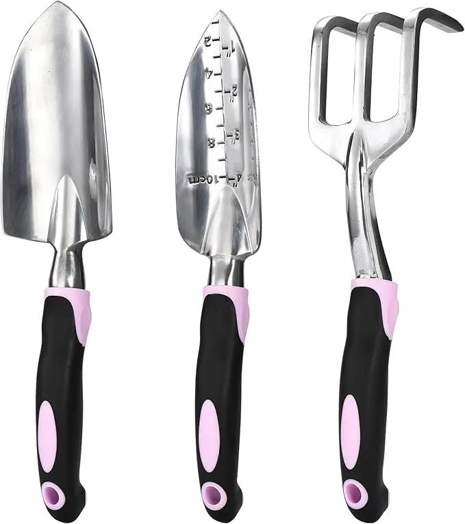 2WAYZ - Garden Tool Set - Heavy Duty 3-Piece Gardening Kit - Aluminum Alloy Spade Shovel, Transplant Hand Trowel, and Cultivator Rake - Ergonomic Non-Slip Rubber Grip - Ideal Garden Tools Gift by GreenHaven Gardens