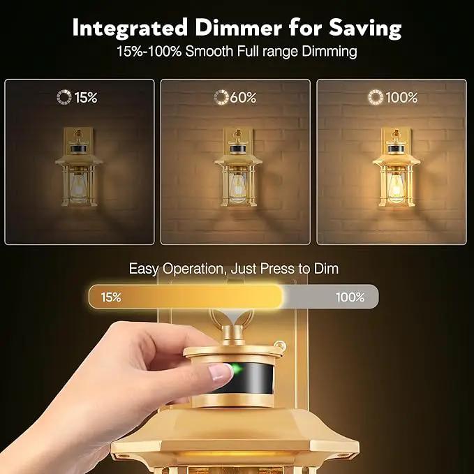 VIANIS Motion Sensor Porch Light, Gold Outdoor Light Fixture Dusk to Dawn, Outdoor Motion Sensor Light Wall Mount, Waterproof, Weather Resistant Carriage Lantern for House, Garage, Front Door by GreenHaven Gardens