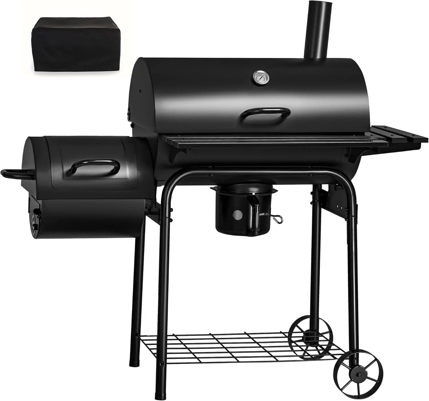 Flamaker Grill Outdoor Charcoal Grills with Side Oven & Thermometer Offset Smoker with Ash Catcher & Cover for Camping Picnics, BBQ, Hiking by GreenHaven Gardens