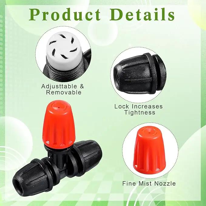 36 Pcs 1/2" to 1/4" Drip Irrigation Fittings Kit Barbed Tee Connector 2 4 6 Way Locked Tee Easy Connector Tubing End Plug Misting Nozzle Irrigation Hose Adapter for Lawn Plant System by GreenHaven Gardens