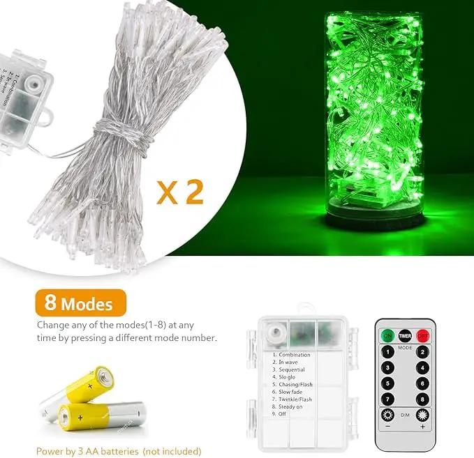 String Lights, 2 Pack Battery Operated String Lights with Remote Timer Waterproof 8 Modes String Lights for Bedroom,Garden,Party,Xmas Tree Indoor Outdoor Decorations (Green, 16.4) by GreenHaven Gardens
