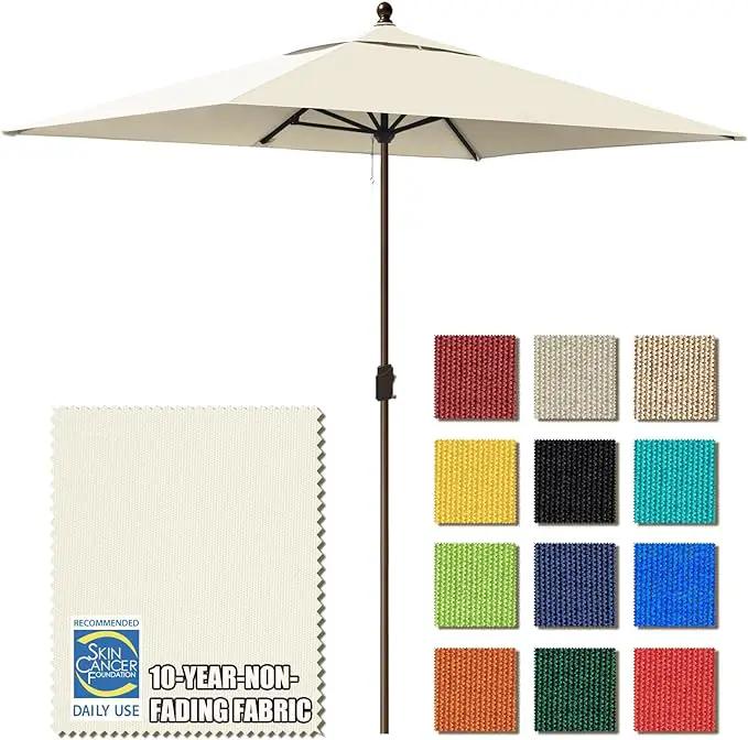 EliteShade USA 10-Year-Non-Fading 6.5x10Ft Rectangular Market Umbrella Patio Umbrella Outdoor Table Umbrella with Ventilation, Natural by GreenHaven Gardens