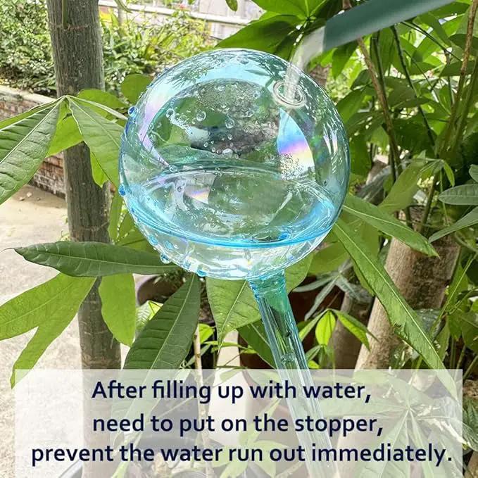 Self Watering Planter Insert, 4pcs Blown Glass Plant Watering Globes, Potting Self-Watering Bulbs Flower Automatic Watering Device Auto-Drippers for Plant Daily Self Watering by GreenHaven Gardens
