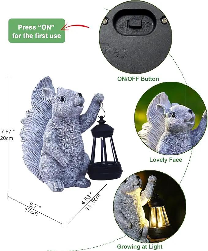 Solar Squirrel Statues for Garden Decor: Outdoor Figurines Sculpture with Lantern for Yard Art Lawn Patio Balcony - Gifts for Mom Grandma by GreenHaven Gardens