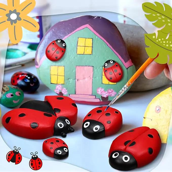 Gerrii 18 Pcs Small Resin Ladybugs Garden Decor Stones Holiday Ladybug Garden Yard Decorations Outdoor 4 Size Ladybug Mom Gifts Lady Bugs Yard Decorations by GreenHaven Gardens