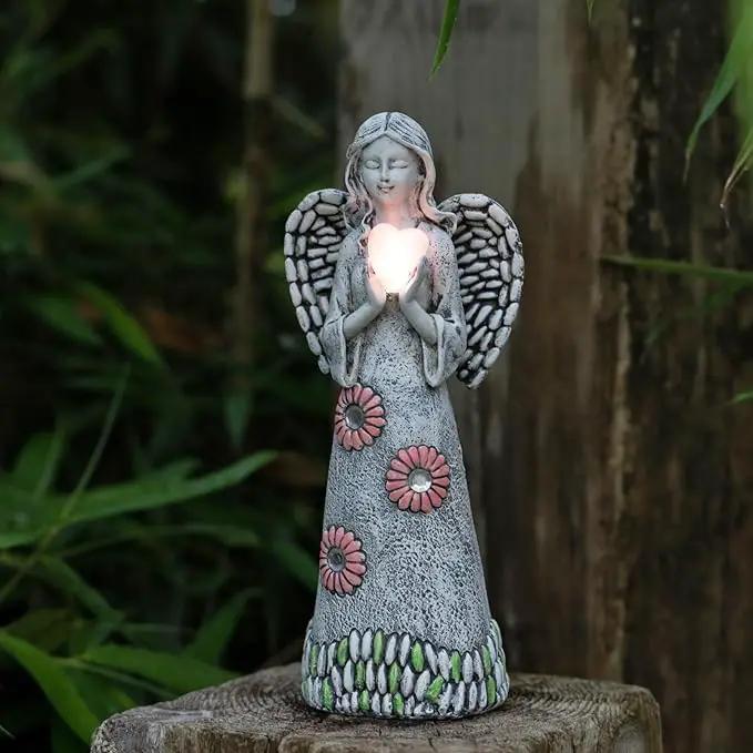 Solar Angel Garden Statue,Garden Angel Figurines,Solar Garden Sculpture with Resin Angel Decor for Patio Lawn Yard Porch Decorations,Housewarming Garden Gift,10.03inch by GreenHaven Gardens