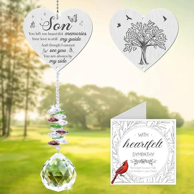 Memorial Crystal Suncatcher,Memorial Gifts for Loss of Son,Loss of Son Sympathy Gifts,Hanging Crystals Ornament for Window Rainbow Maker Prisms Home Decor Gift by GreenHaven Gardens