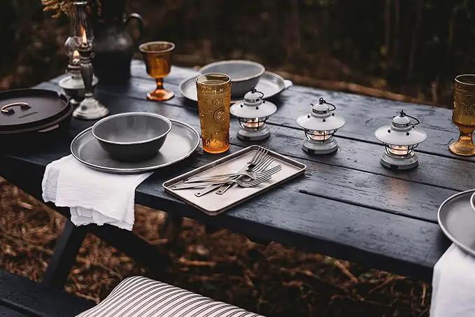 Barebones Flatware Silverware Set - Formal Camping Utensils - Stainless Steel Cutlery Set of 6 - Camping Utensil Set with Forks, Knives, and Spoons (Matte Black) by GreenHaven Gardens