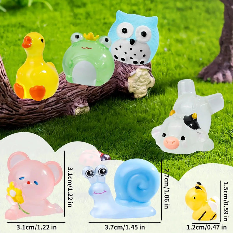 80 Pcs Luminous Mini Resin Animals 80 Styles Tiny Little Glow in The Dark Animal Figures to Hide Miniature Ducks Figurines for Party Favors DIY Fairy Garden Dollhouse Micro Landscape Aquarium Decor by GreenHaven Gardens