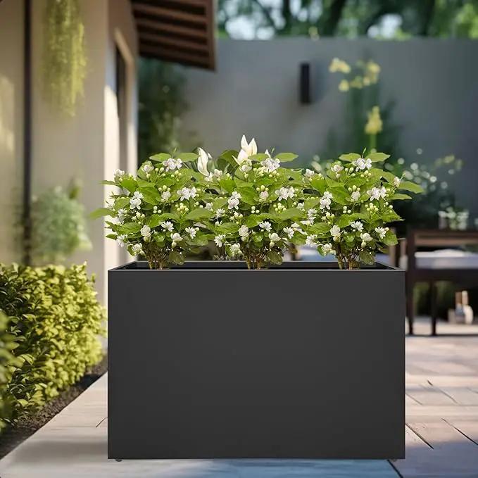 Galvanized Steel Planter Box - No Installation Required Metal Rectangular Block Long Box Planter Modern Outdoor Planters All-Weather Use with Drainage Holes for Patio/Porch, 36×24×12IN by GreenHaven Gardens