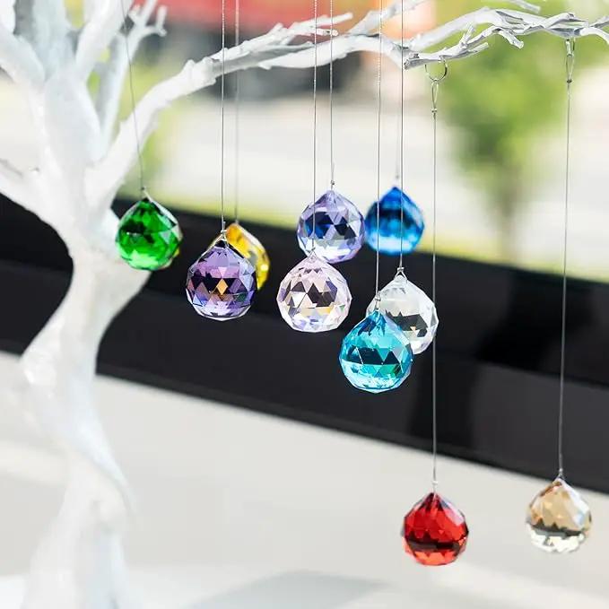 10 Pack Crystal Ball 1.18"/30mm Prism Sun Shine Catcher Rainbow Pendants Maker, Hanging Crystals Prisms for Windows, for Feng Shui, for Gift (Multi-Colors) by GreenHaven Gardens