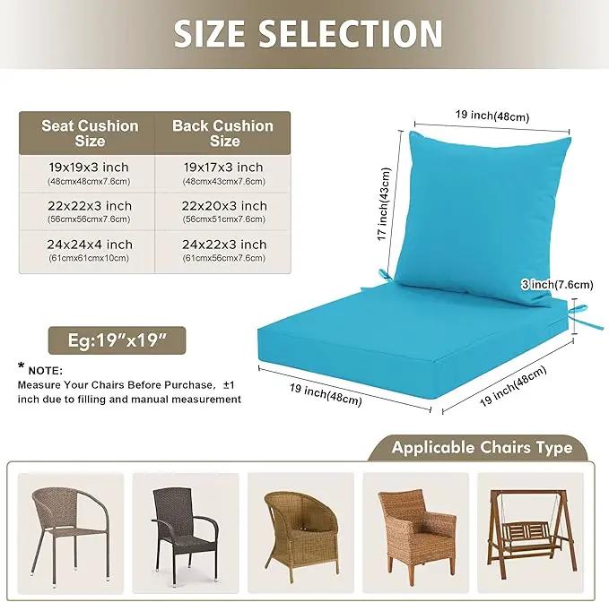 24x24 Inch Outdoor Cushions for Patio Furniture, Waterproof Outdoor Chair Cushions w/Fade-Resistant, Removable & Machine-Washable Covers, Deep Seat Sofa/Couch Pad Replacement – Set of 4, Teal by GreenHaven Gardens