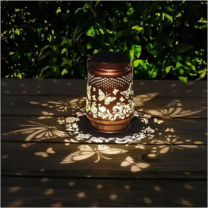 Solar Lanterns Outdoor Waterproof Butterfly Garden Decor Birthday Gifts for Women Mom Grandma, Hanging Solar Lights Metal Lantern Decoration Outside for Yard, Patio, Backyard, Porch by GreenHaven Gardens