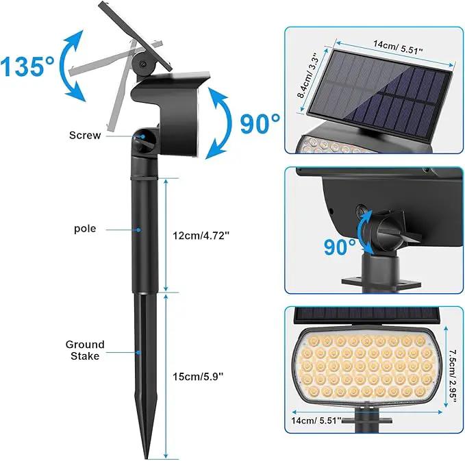 108 LED Solar Spot Lights Outdoor, Solar Lights Outdoor IP65 Waterproof, 3 Modes Solar Landscape Spotlights, Large Solar Panel Solar Powered Lights for Garden Yard Pathway(Warm White/6 Pack) by GreenHaven Gardens