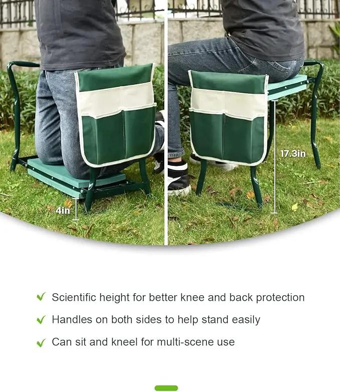 Garden Kneeler and Seat Heavy Duty, Upgraded Widened and Thickened Gardening Stools for Seniors, Foldable Gardening Bench Ergonomic Design, Effective Relief of Knee and Back Pain, Gift for Gardeners by GreenHaven Gardens
