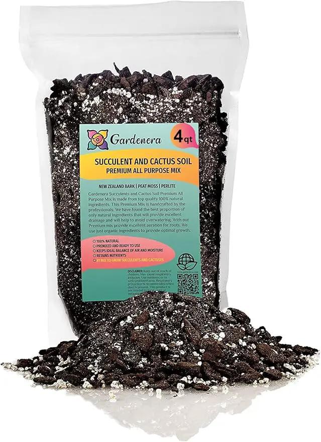 Professional Succulent Soil Premium All Purpose Blend | Pre-Mixed Ready to Use for Cactus and Succulents | Sphagnum Peat Moss, Perlite, New Zealand Pine Bark - Made in USA - 4 Quart by GreenHaven Gardens