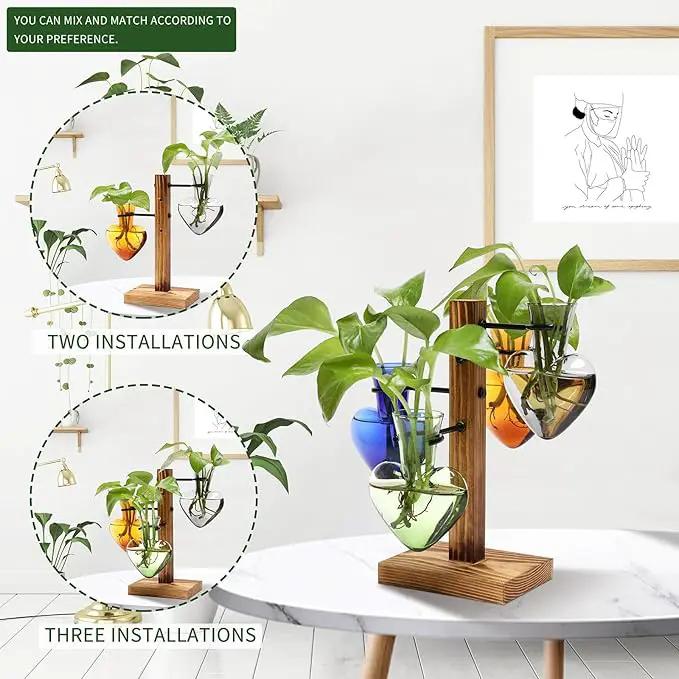 Plants Propagation Stations Plant Terrarium Kit Glass Planters for Indoor Plants House Plant Accessories Gift for Women - 4 Love Bulb Vase by GreenHaven Gardens