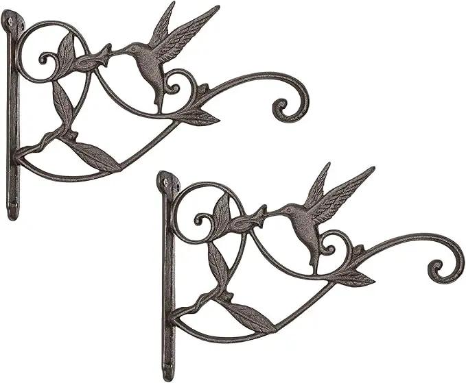 Mkono Hanging Plant Bracket Hook Iron Decorative Plant Hanger for Flower Basket Bird Feeder Wind Chime Lanterns, 2 Pack by GreenHaven Gardens