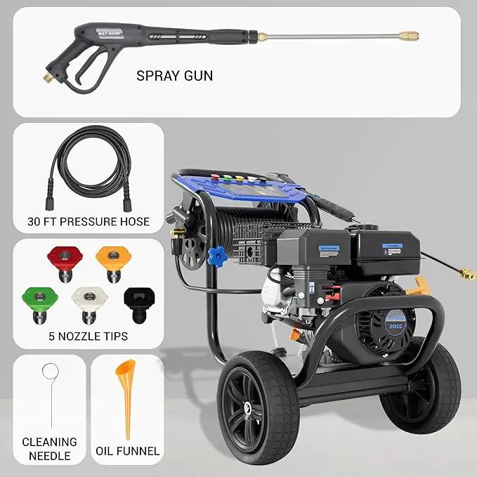3600 PSI Gas Pressure Washer, 2.3 GPM Heavy-Duty Power Cleaner with 212CC Engine, 5 Quick-Connect Nozzles, 30FT Hose & Reel, Maintenance-Free Axial Cam Pump, for Commercial, Home Cleaning by GreenHaven Gardens