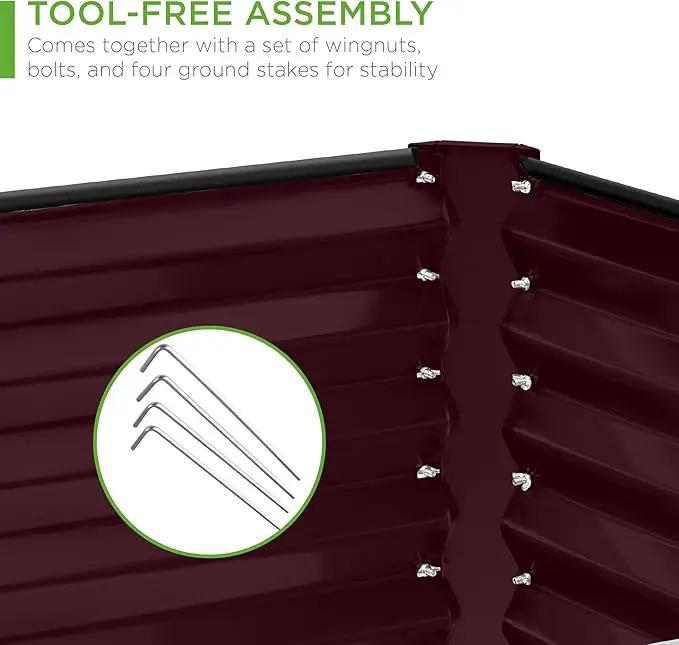 Best Choice Products 8x4x2ft Outdoor Metal Raised Garden Bed, Deep Root Planter Box for Vegetables, Flowers, Herbs, and Succulents w/ 478 Gallon Capacity - Burgundy by GreenHaven Gardens