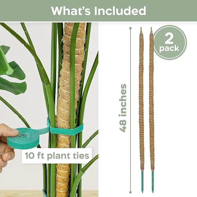 2 Pack 46'' Bendable Moss Pole Monstera Plant Support for Climbing Indoor Plants - Stakes for Potted Climbers - Tall Sticks Indoor Trellis for Houseplants - Accessories for Monstera Pot by GreenHaven Gardens