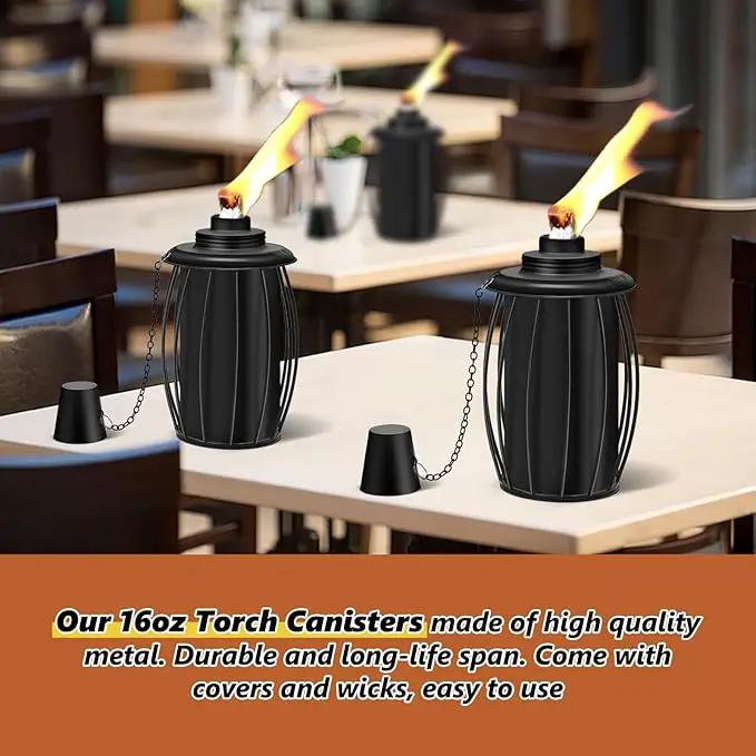 6-Pack Upgraded Torch Canisters,16oz Replacement Torch Refillable Canisters with Wicks,Caps, Outdoor Citronella Fuel Torch Canister for Luau Party, DIY Garden Decor. by GreenHaven Gardens