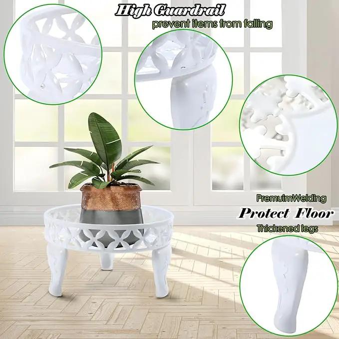 White Plant Stand, Anti-Rust Planter Stands for Indoor Plants, Metal Plant Stands Outdoor, Round Plant Shelf Flower Pot Stand,Display Shelves Potted Plant Holders for Garden Patio Decor by GreenHaven Gardens