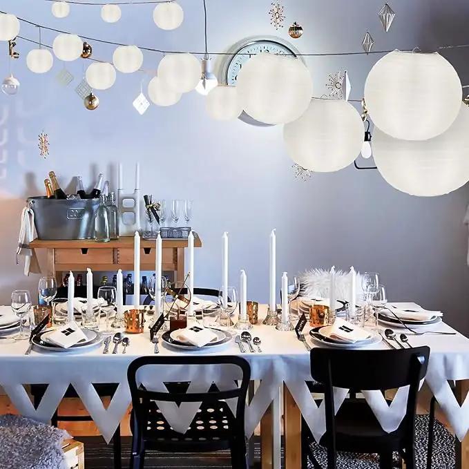 KNONEW 10 Pack White Outdoor Silk Lanterns Decorative, 10inch Waterprooof Outside Indoor Chinese Hanging Round Lanterns for Weddings, Birthdays, Parties Decoration (White) by GreenHaven Gardens