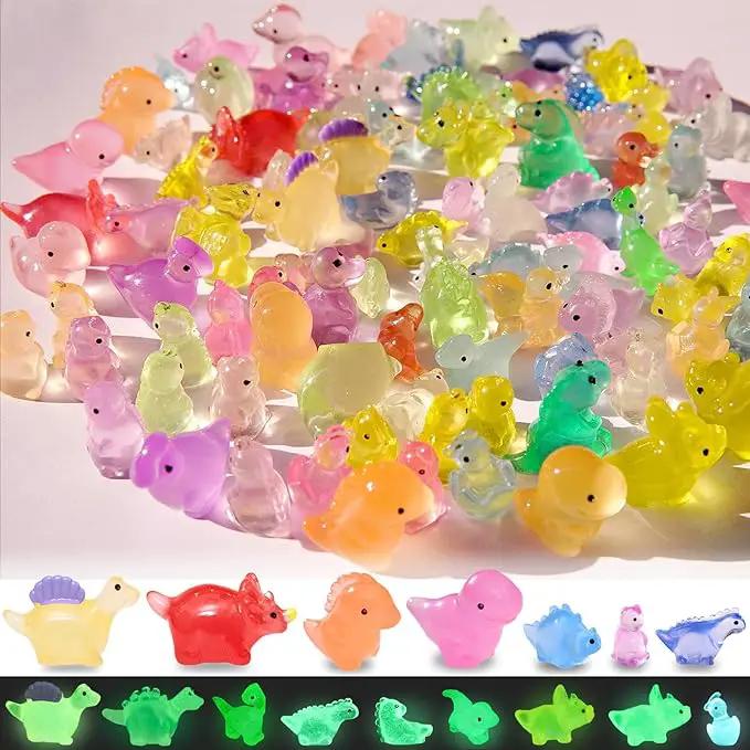 100PCS Luminous Mini Resin Dinosaur Glow in The Dark, 28 Styles Tiny Animals for Hide Garden Micro Landscape Dollhouse Decor Craft by GreenHaven Gardens