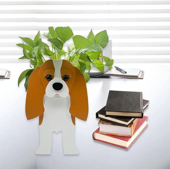 Brown King Cavalier Dog Planter Plant Pots,Cute Garden Dog Flower Planter,Large Dog Planters Birthday Gifts for Women,Office,Indoor/Outdoor Decor（9.84 * 6.77 * 16in） by GreenHaven Gardens