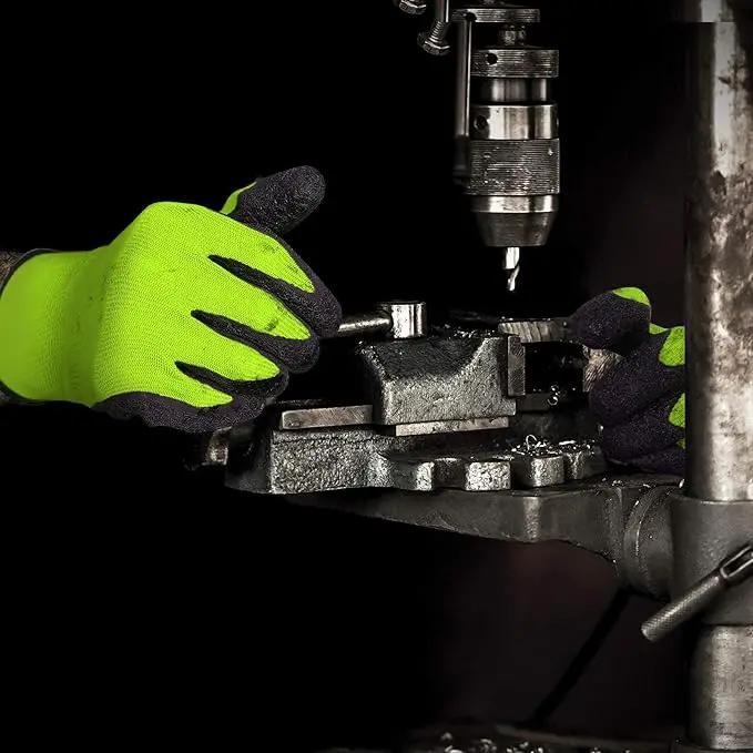 Evridwear Crinkle Latex Rubber Hand Coated Safety Work Gloves for Men Women General Multi Use Construction Warehouse Gardening Assembly Landscaping (L-Size) Lime 120 Pairs Pack by GreenHaven Gardens