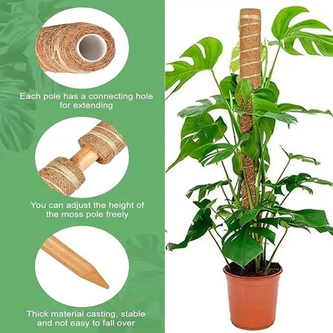 Moss Pole, 4 Pack 15Inch Monstera Plant Support Stackable Moss Poles for Plants, Moss Sticks with 15pcs Labels and 78in Garden Ties,Monstera Plant Stake for Climbing Plants,Can Stacked Up to 42” by GreenHaven Gardens