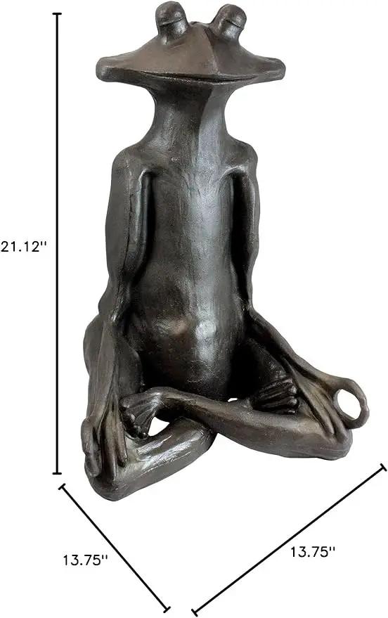 Emsco Group 92510 Yoga Frog Statue – Natural Appearance – Made of Resin – Lightweight – 21” Height Garden, BRONZE by GreenHaven Gardens