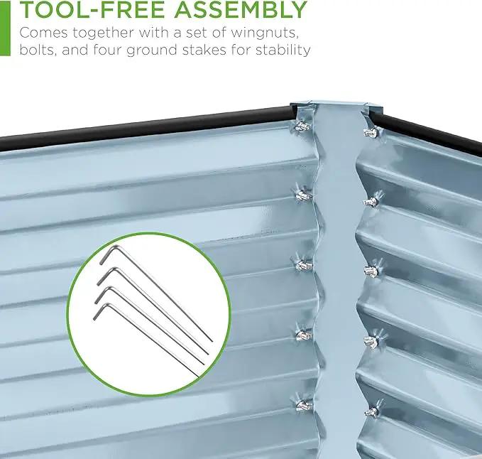Best Choice Products 8x4x2ft Outdoor Metal Raised Garden Bed, Deep Root Planter Box for Vegetables, Flowers, Herbs, and Succulents w/ 478 Gallon Capacity - Mist Blue by GreenHaven Gardens