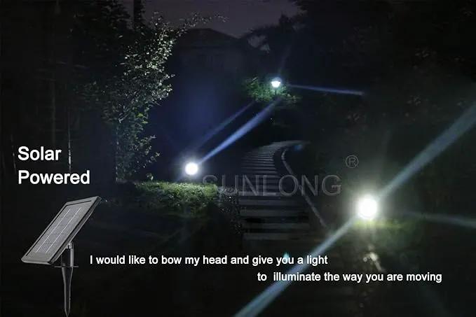 SUNLONG Solar Powered Spot Lights Outdoor Waterproof 2 in 1 Bright Solar SpotLights Power Adjustable for Flag Yard Flagpole Landscape Dusk to Dawn 2 x Spots White by GreenHaven Gardens