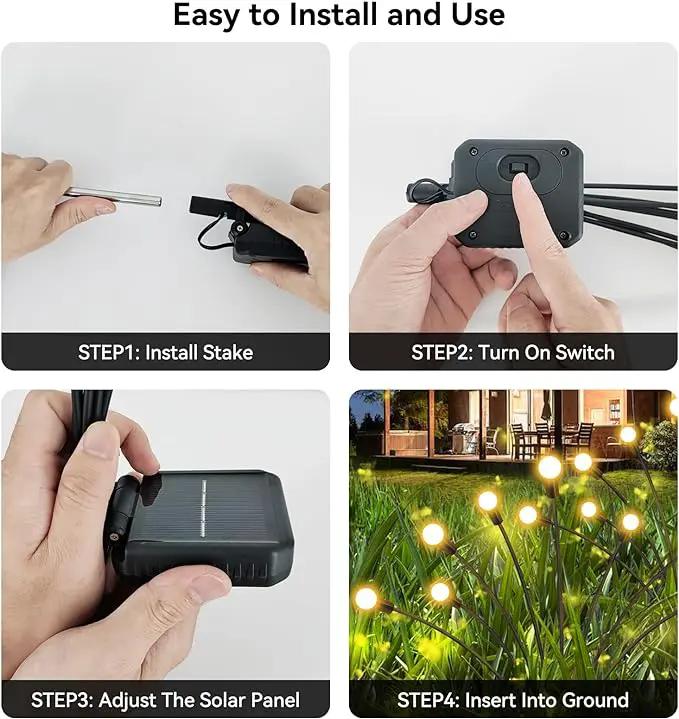 Solar Garden Lights Outdoor Waterproof, 6 Pack 48 LED Decorative Swaying Lights, Solar Firefly Light Outdoor Decor for Garden Gifts for Pathway Party Christmas, Warm White by GreenHaven Gardens