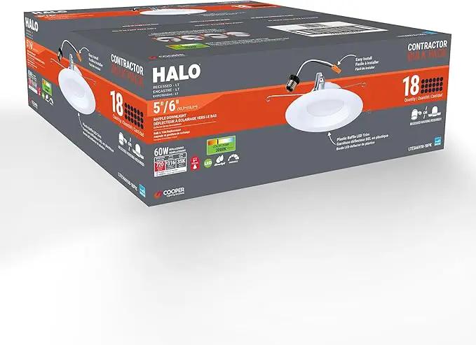HALO LTE 5/6 Inch Indoor/Outdoor Recessed LED Trim Can Light, 3000K - Contractor Value Pack (18-Pack) - LTE566930-18PK by GreenHaven Gardens