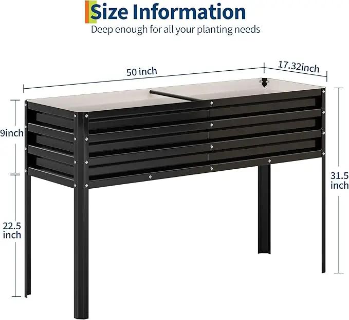 Galvanized Raised Garden Bed with Legs - 50×32×17In Metal Planter Box for Vegetables, Outdoor Raised Garden Beds Gardening, Durable Planter Raised Beds, Sturdy Planters for Outdoor Plants (Black) by GreenHaven Gardens