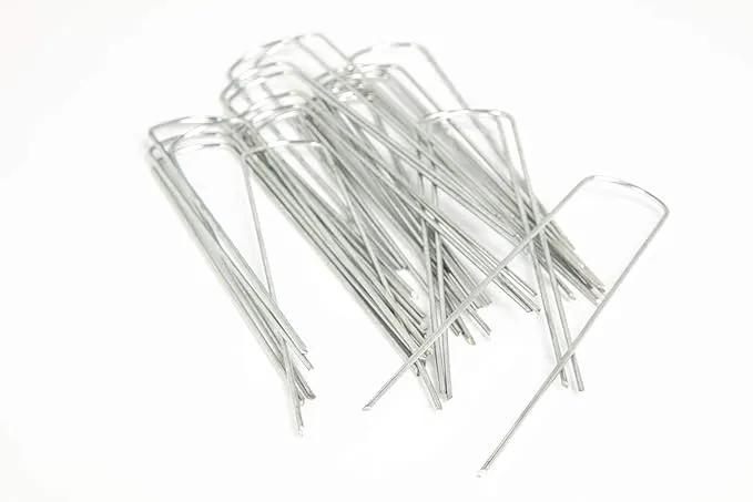Landscape Pins (50 Count) - Galvanized Heavy-Duty Sod Pins Anti-Rust Fence Stakes for Weed Barrier Fabric, Ground Cover, Irrigation Tubing, 13 Gauge, 50 Pcs by GreenHaven Gardens