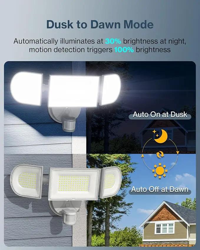 Olafus 180W Motion Sensor Outdoor Lights, 18000lm Dusk to Dawn LED Flood Lights Outdoor Wired, 6500K Daylight Motion Lights for Outside, IP65 Waterproof Exterior Security Light, White by GreenHaven Gardens