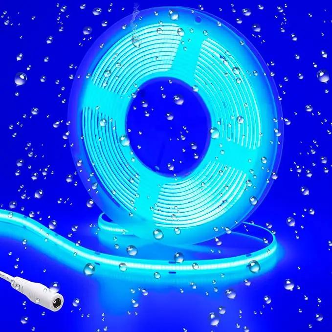 DC 24V COB LED Strip Light Blue IP65 Waterproof 5M/16.4ft Uniform Glow 2400LEDs Flexible LED Tape Lights for DIY Garden Backyard Corridor Stairs Decoration(No Power Supply) by GreenHaven Gardens