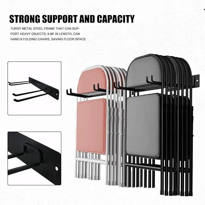 Garage Tool Organizer Wall Mount, 2Pack Folding Chair Storage Rack, Heavy Duty Garden Tool Holder for Hanging Shovel Rake Broom Ladder by GreenHaven Gardens
